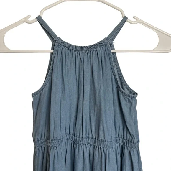 Gap Kids Chambray Tiered High Neck Midi Dress Girls Size Small 6-7 Blue NWT - Picture 5 of 9